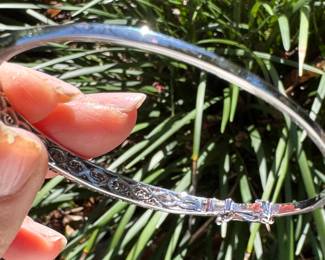 #120- $450 - black and white diamonds bangle bracelet white gold. 10kt gold. 