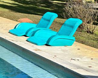 #57 - $90 - Pair foam Pool Loungers 21"Hx38"Wx42"D  as is