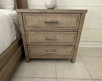 #99 - $1,200 - Queen canopy bed 90"Hx87"L with Pair of Nightstands American Drew 29"Hx28"Wx17"D
