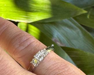 #112 - $345 - 1/2 ctw 3 diamond ring, 14kt white gold, size 5 