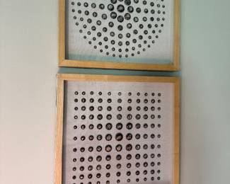 #64 - $90 - Pair of Framed Dot Art 18"sq
