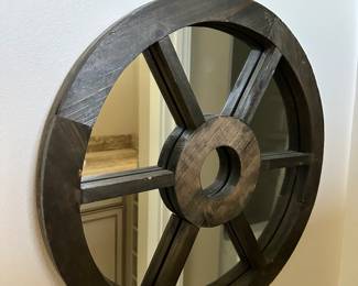 #98 - $90 - Pair of wood & mirror art 21"R