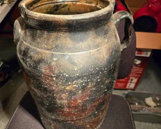 Black & brown crock butter churn (11?)