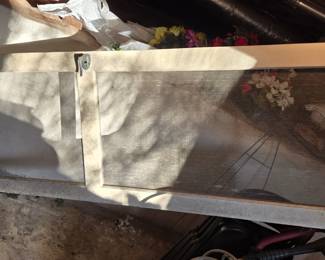 Vintage wood frame screen door