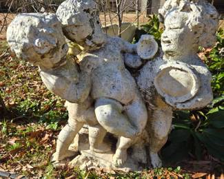 Concrete statue cherubs
