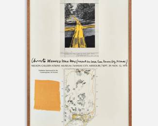9 . Christo "Wrapped Walk Ways" Signed Poster with Fabric (1978)