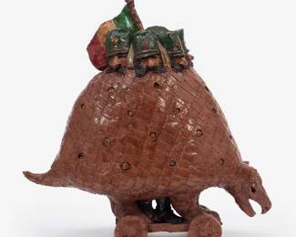 243 . Andrew Shows "Trojan Armadillo" Glazed Ceramic Sculpture