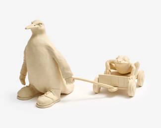 85 . Frank Fleming "Frog on the Wagon" Porcelain (1979)