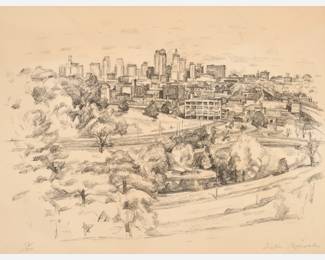 26 . Wilbur Niewald "Kansas City, View from Penn Valley Park" Lithograph