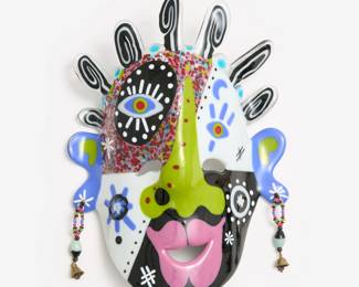 228 . Ruth Brockmann "Primitive III" Art Glass Mask (1985)