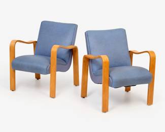 240 . Pair of Bentwood Lounge Chairs, attr. Thonet (ca. 1950s)