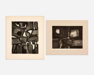 156 . Nick Vaccaro "Coming to Rest" and "Space Flow" Collagraphs (Early 1960s)