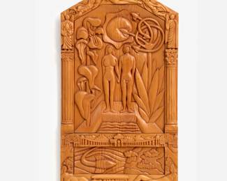 41 . Leonard Esbensen "Adam & Eve" Wood Relief (ca. 1980s)