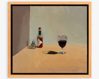 172 . Brian Blackham "Wine, Sauce on Table" Oil on Panel (2005)