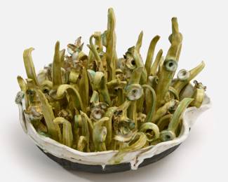 244 . Luella Vaccaro "Potted Succulents" Glazed Ceramic