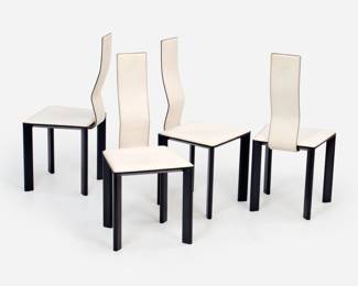 242 . Carlo Malnati for Mabizaf Italia 4 Leather Dining Chairs