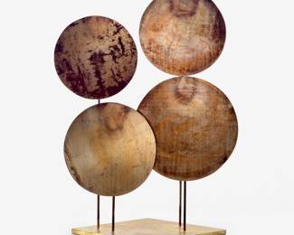 98 . Val Bertoia "4 Gongs on Stems" Bronze Sculpture B-2870 (2024)