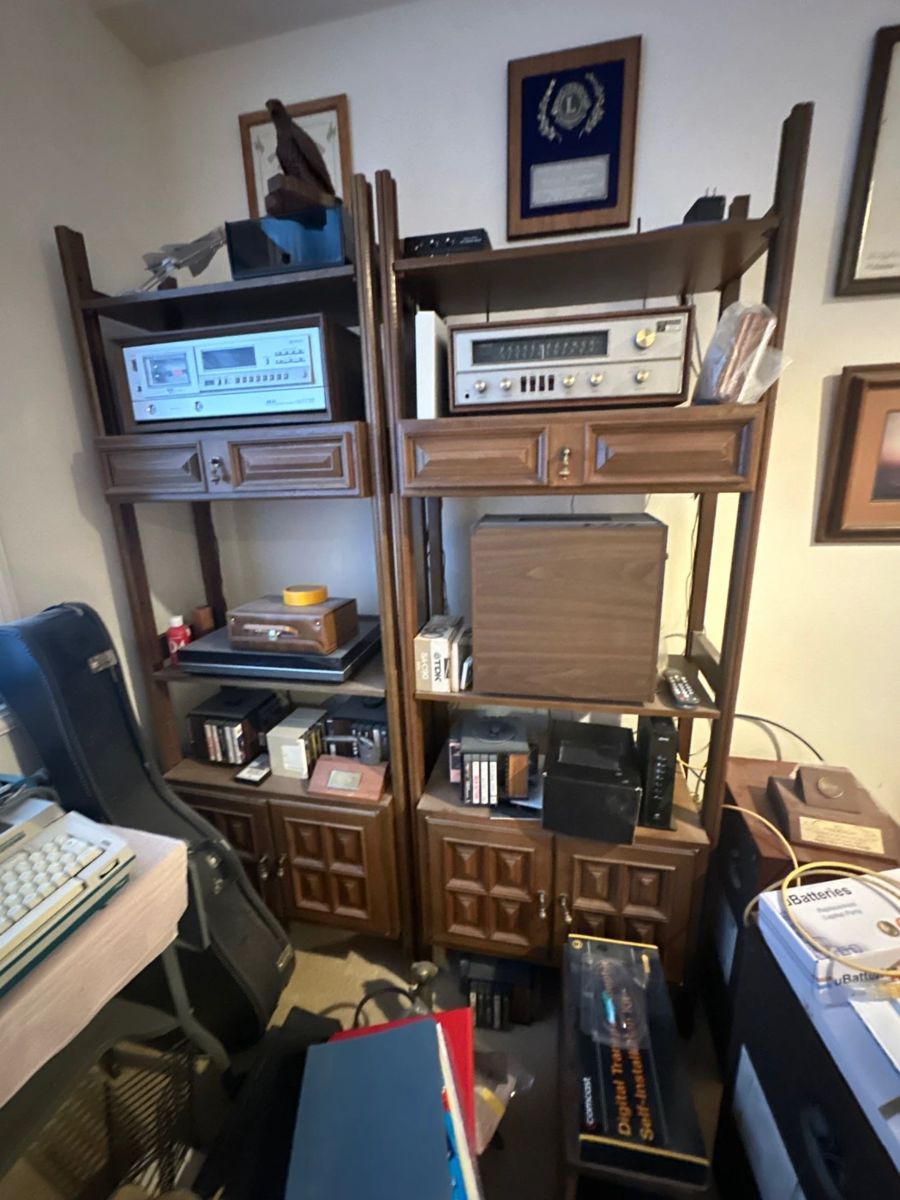 Vintage stereo & shelves