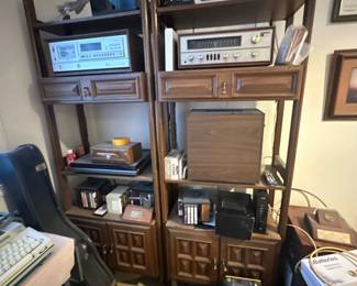 Vintage stereo & shelves