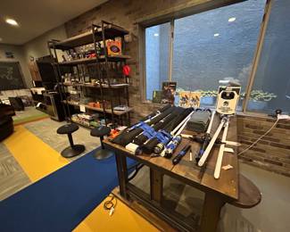 The great basement room with fantastic light sabers.