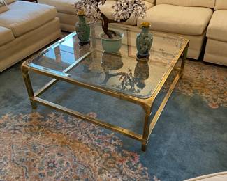 Mastercraft brass and glass coffee table 