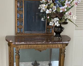 ANTIQUE HALL TABLE WITH MIRROR