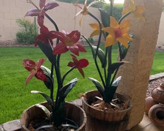 Painted Metal Flowers