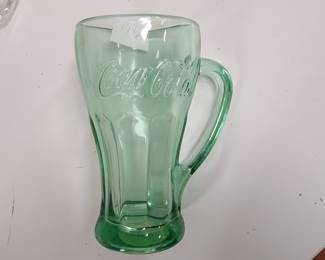 Coka-Cola green glass mug with handle