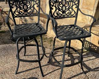 Two bar high metal barstools