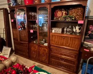 Set of 3 Secretary/bookcases, stemware, Holiday!