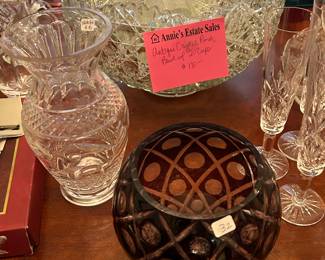 Vintage Crystal punch bowl with 20 cups, Waterford Vase