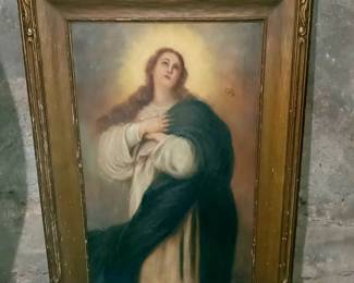 Antique Oil on Canvas Religeous Painting 