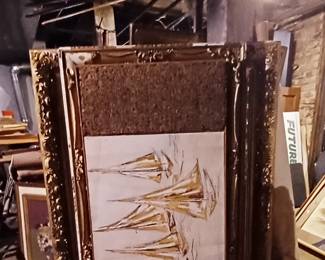 Antique &Vintage Paintings in the basement 