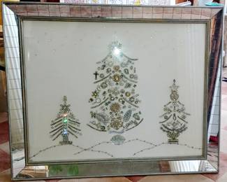 Large Vintage Christmas Tree Theme Mirror 