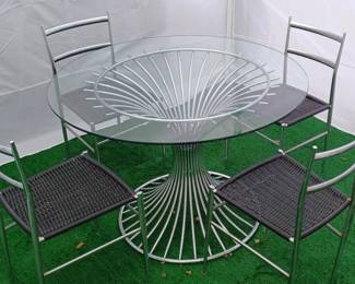 Mid Century Chrome & Glass Dinning Table 