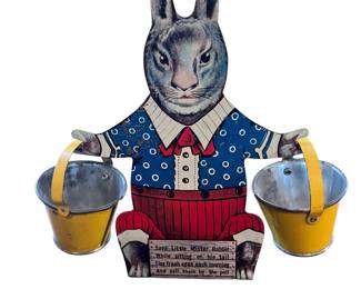 RARE 1920’s Ohio Art Rabbit Holding Pails. Mint condition with original pails. 