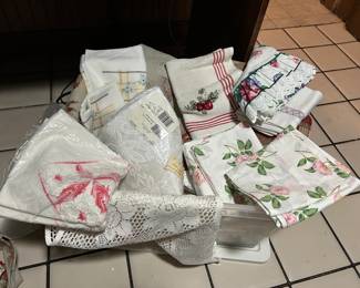 Wonderful stash of Vintage linens, pillowcases, and so forth found they’ll be available