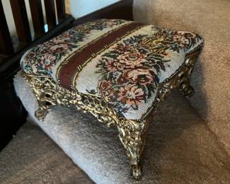 Brass embroidered footstool
