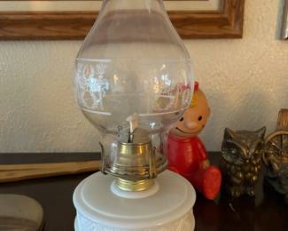 Milk, glass oil lamp