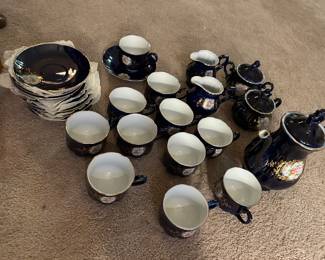 really nice authentic antique bone China cobalt blue child’s And complete real nice you don’t see him like this much anymore