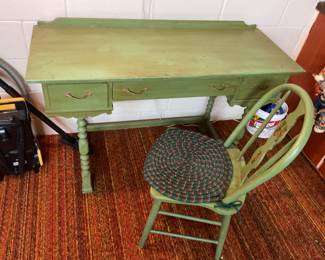 Vintage Green Desk & Chair