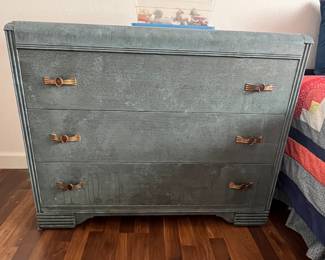 Old Blue Dresser with Brass Handles