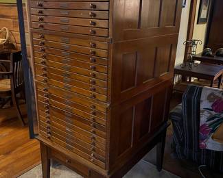 Map cabinet with state railroad maps