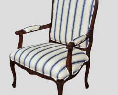Vintage French Provincial Style Hollywood Regency Style Carved Wood Bergere Armchair
