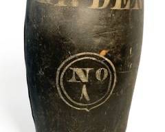 Antique Circa 1850s Leather and Wood Fire Bucket with Mary Deneal No 1 Painted Lettering
