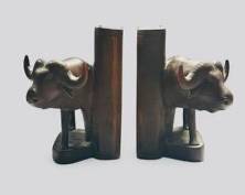 Vintage Pair Figural Bulls Bookends
