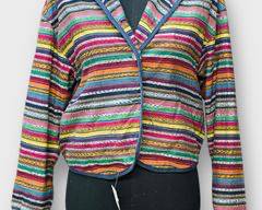 Vintage Hippie Boho Colorful Striped Blazer Size S Made In India
