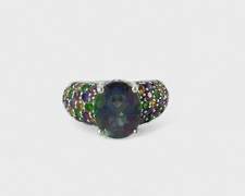5 Grams Fine Sterling Silver Multi Colored Quartz Ring Size 5.75
