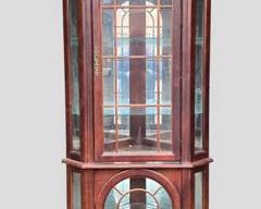 PULASKI FURNITURE Lighted Corner Cabinet with Arched Glass Doors
