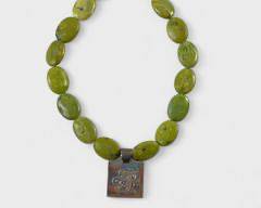 Fine Sterling Silver Green Turquoise Statement J Necklace
